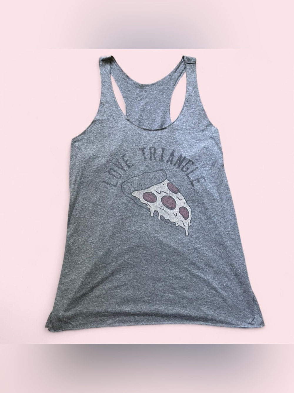 Gray Racerback Tank Top with Pizza Graphic XL